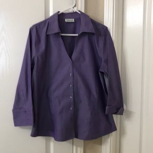 Coldwater Creek purple tunic button down blouse.